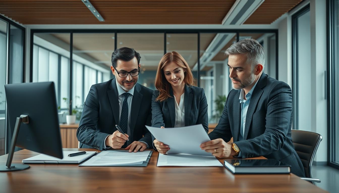 Family reviewing legal documents